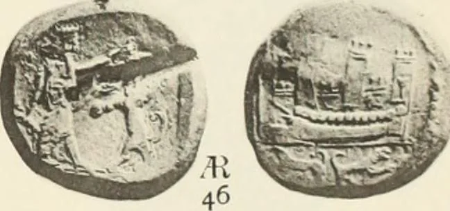 An illustration from Numismata graeca; Greek coin-types, classified for immediate identification, 1910, leaf 338
