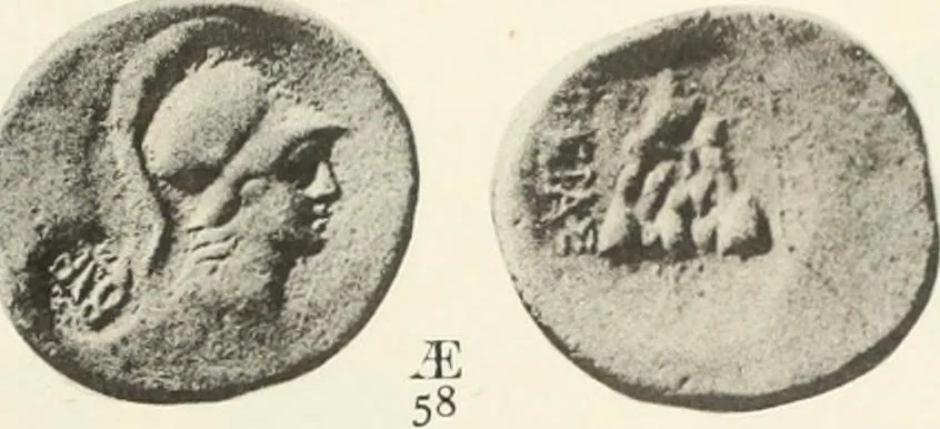 An illustration from Numismata graeca; Greek coin-types, classified for immediate identification, 1910, leaf 340