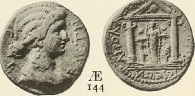 An illustration from Numismata graeca; Greek coin-types, classified for immediate identification, 1910, leaf 344