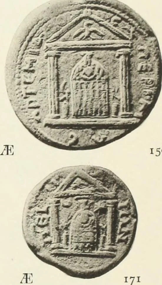 An illustration from Numismata graeca; Greek coin-types, classified for immediate identification, 1910, leaf 344
