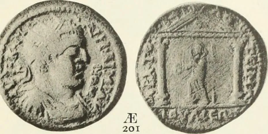 An illustration from Numismata graeca; Greek coin-types, classified for immediate identification, 1910, leaf 346