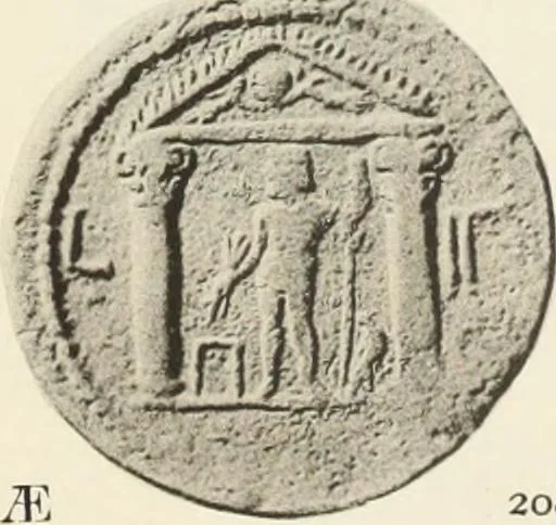 An illustration from Numismata graeca; Greek coin-types, classified for immediate identification, 1910, leaf 346