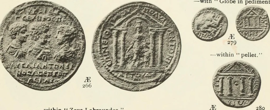 An illustration from Numismata graeca; Greek coin-types, classified for immediate identification, 1910, leaf 348
