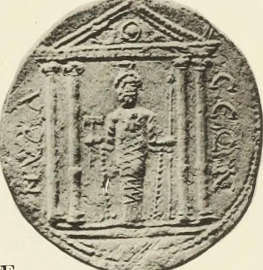 An illustration from Numismata graeca; Greek coin-types, classified for immediate identification, 1910, leaf 348