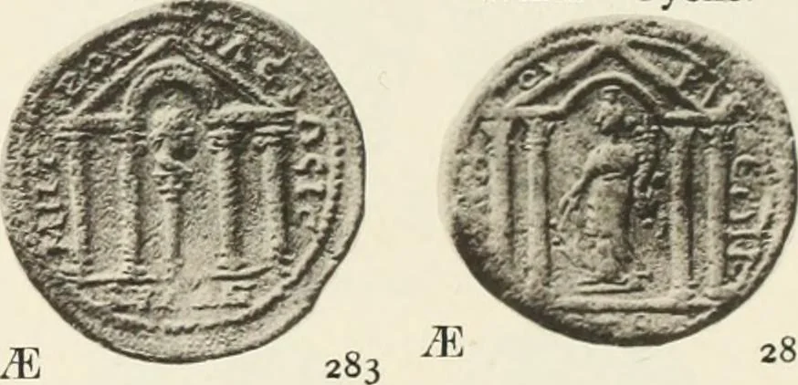 An illustration from Numismata graeca; Greek coin-types, classified for immediate identification, 1910, leaf 348