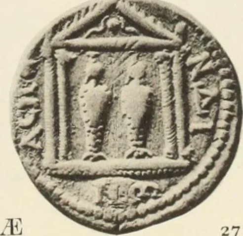 An illustration from Numismata graeca; Greek coin-types, classified for immediate identification, 1910, leaf 348