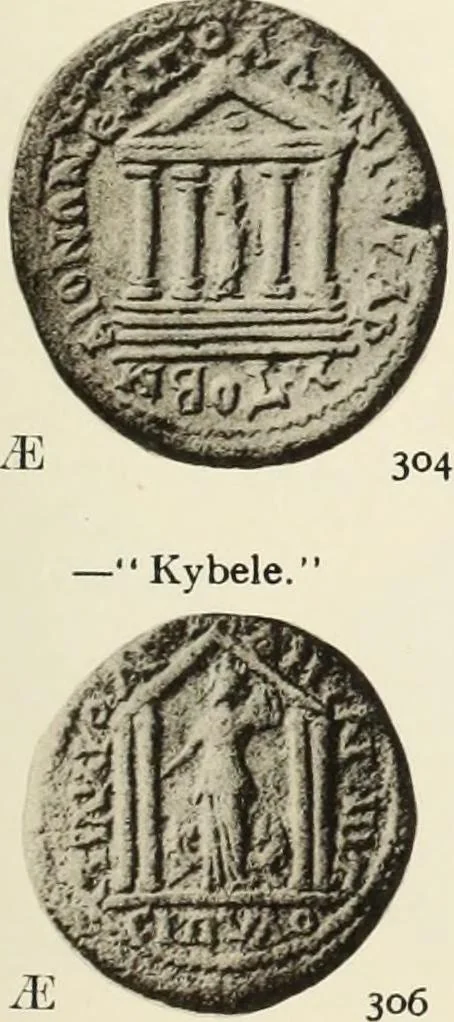 An illustration from Numismata graeca; Greek coin-types, classified for immediate identification, 1910, leaf 350