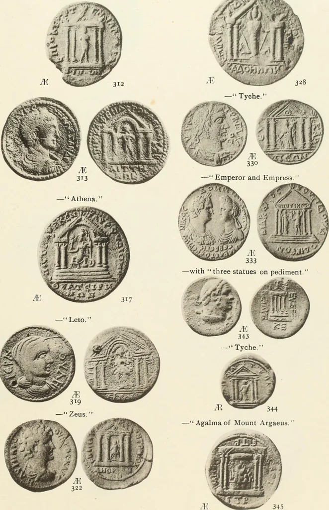 An illustration from Numismata graeca; Greek coin-types, classified for immediate identification, 1910, leaf 350