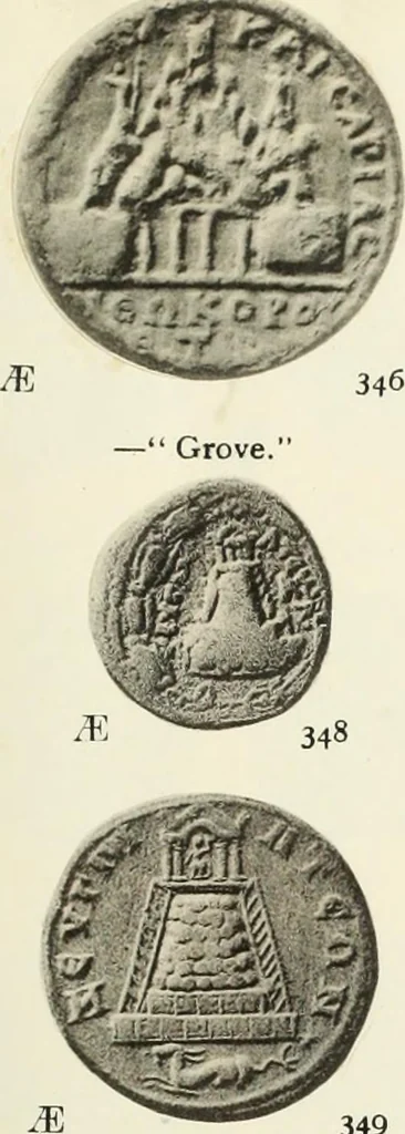 An illustration from Numismata graeca; Greek coin-types, classified for immediate identification, 1910, leaf 352