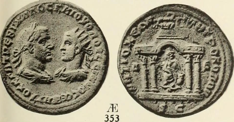 An illustration from Numismata graeca; Greek coin-types, classified for immediate identification, 1910, leaf 352