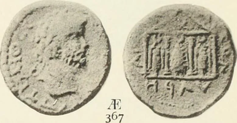 An illustration from Numismata graeca; Greek coin-types, classified for immediate identification, 1910, leaf 352