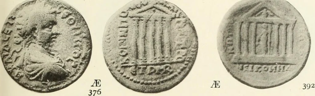 An illustration from Numismata graeca; Greek coin-types, classified for immediate identification, 1910, leaf 354