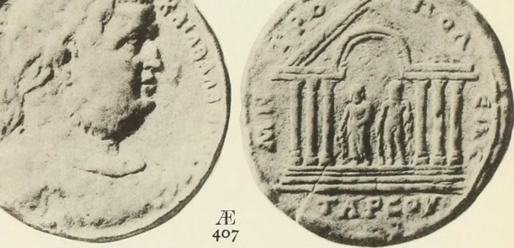 An illustration from Numismata graeca; Greek coin-types, classified for immediate identification, 1910, leaf 354
