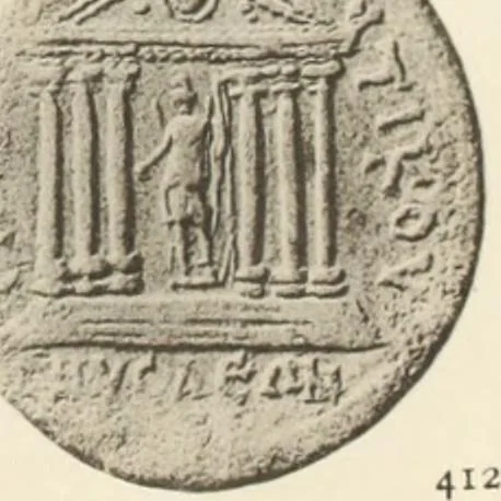 An illustration from Numismata graeca; Greek coin-types, classified for immediate identification, 1910, leaf 354