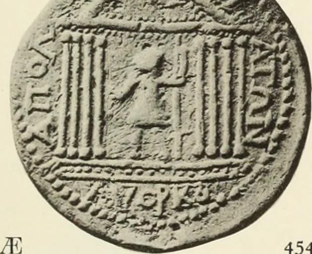 An illustration from Numismata graeca; Greek coin-types, classified for immediate identification, 1910, leaf 358