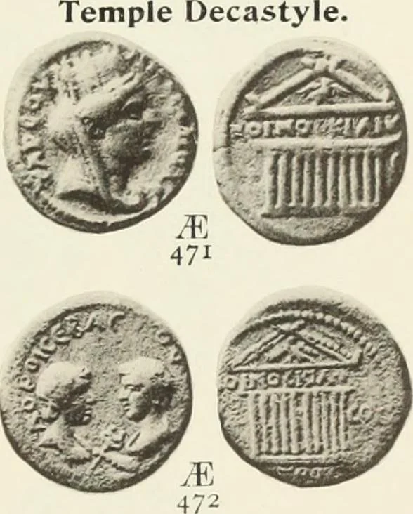 An illustration from Numismata graeca; Greek coin-types, classified for immediate identification, 1910, leaf 358
