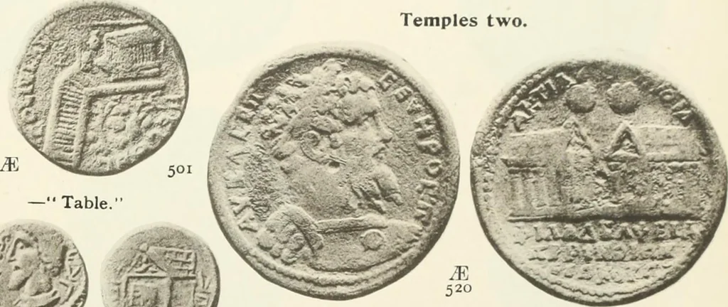 An illustration from Numismata graeca; Greek coin-types, classified for immediate identification, 1910, leaf 360