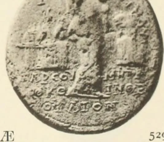 An illustration from Numismata graeca; Greek coin-types, classified for immediate identification, 1910, leaf 360