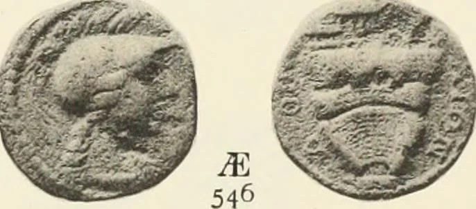 An illustration from Numismata graeca; Greek coin-types, classified for immediate identification, 1910, leaf 362
