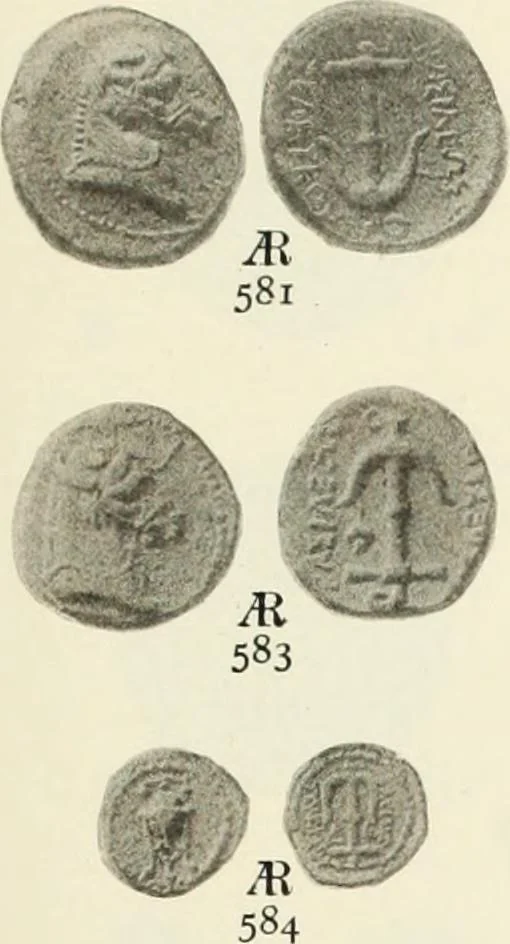 An illustration from Numismata graeca; Greek coin-types, classified for immediate identification, 1910, leaf 364