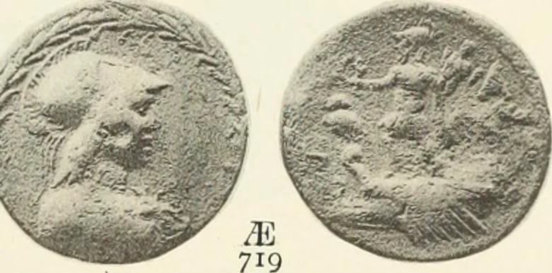 An illustration from Numismata graeca; Greek coin-types, classified for immediate identification, 1910, leaf 368