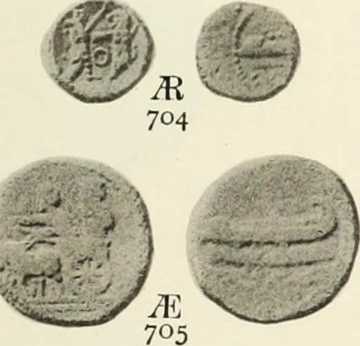 An illustration from Numismata graeca; Greek coin-types, classified for immediate identification, 1910, leaf 368