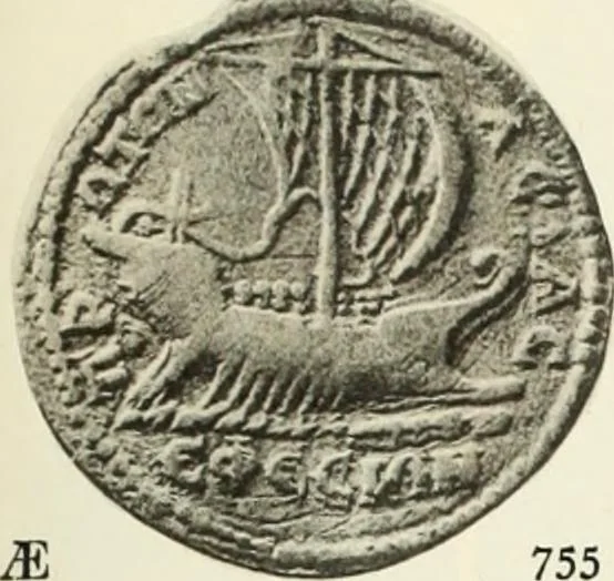 An illustration from Numismata graeca; Greek coin-types, classified for immediate identification, 1910, leaf 370