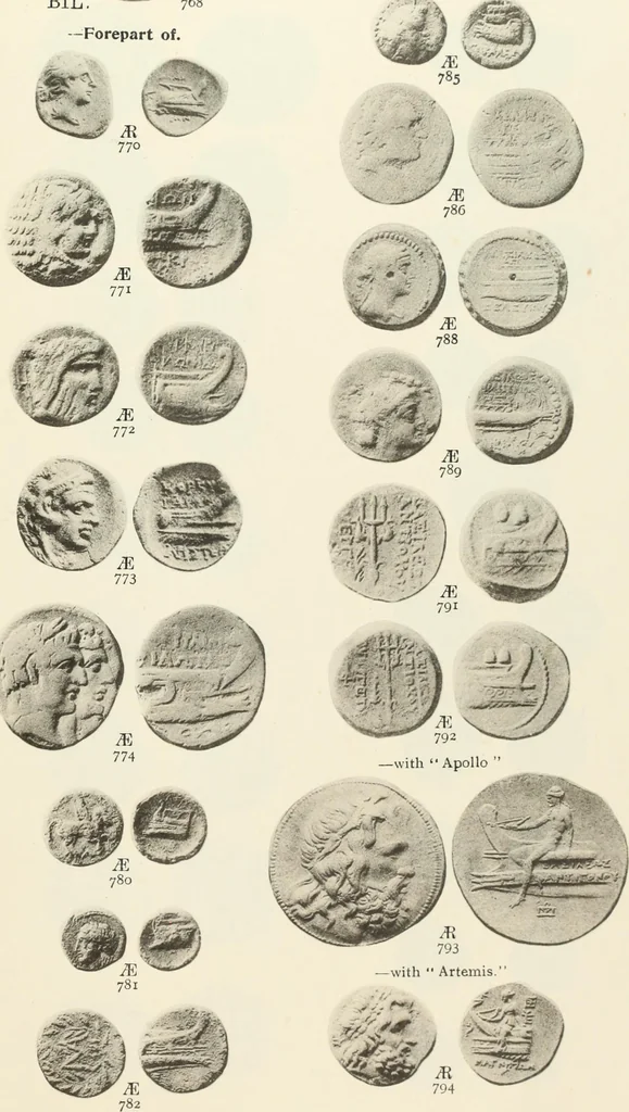 An illustration from Numismata graeca; Greek coin-types, classified for immediate identification, 1910, leaf 370