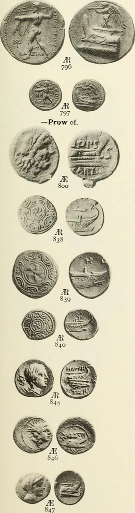 An illustration from Numismata graeca; Greek coin-types, classified for immediate identification, 1910, leaf 372
