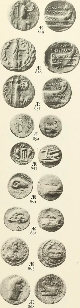 An illustration from Numismata graeca; Greek coin-types, classified for immediate identification, 1910, leaf 372