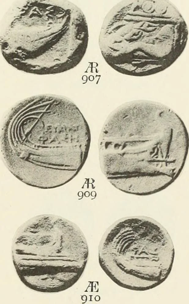 An illustration from Numismata graeca; Greek coin-types, classified for immediate identification, 1910, leaf 374