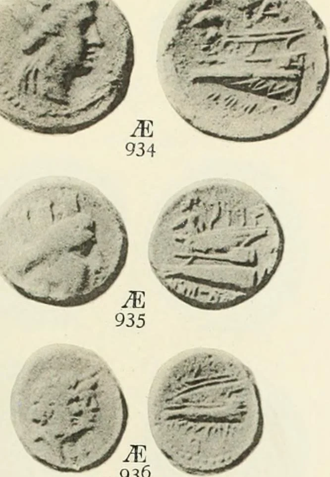 An illustration from Numismata graeca; Greek coin-types, classified for immediate identification, 1910, leaf 376