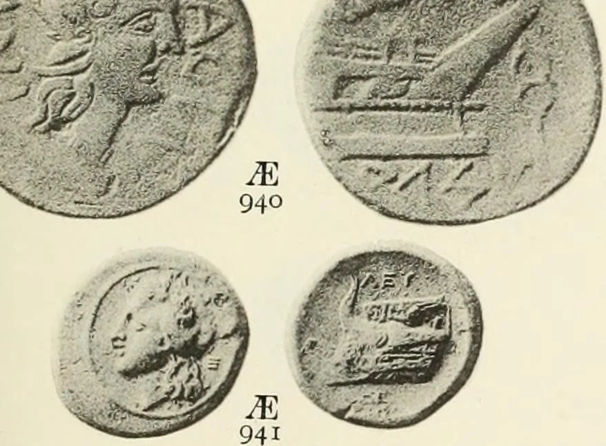 An illustration from Numismata graeca; Greek coin-types, classified for immediate identification, 1910, leaf 376