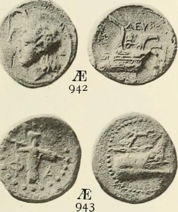 An illustration from Numismata graeca; Greek coin-types, classified for immediate identification, 1910, leaf 376
