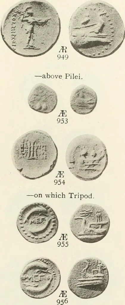 An illustration from Numismata graeca; Greek coin-types, classified for immediate identification, 1910, leaf 376