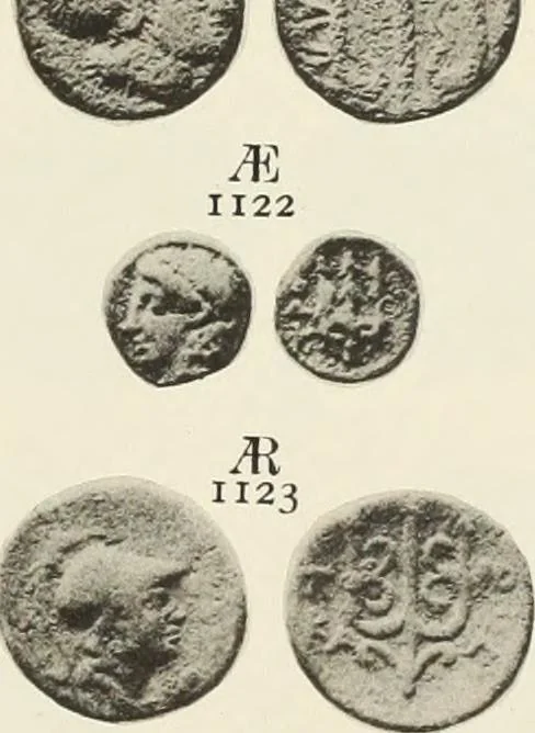 An illustration from Numismata graeca; Greek coin-types, classified for immediate identification, 1910, leaf 380