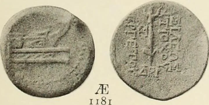 An illustration from Numismata graeca; Greek coin-types, classified for immediate identification, 1910, leaf 382