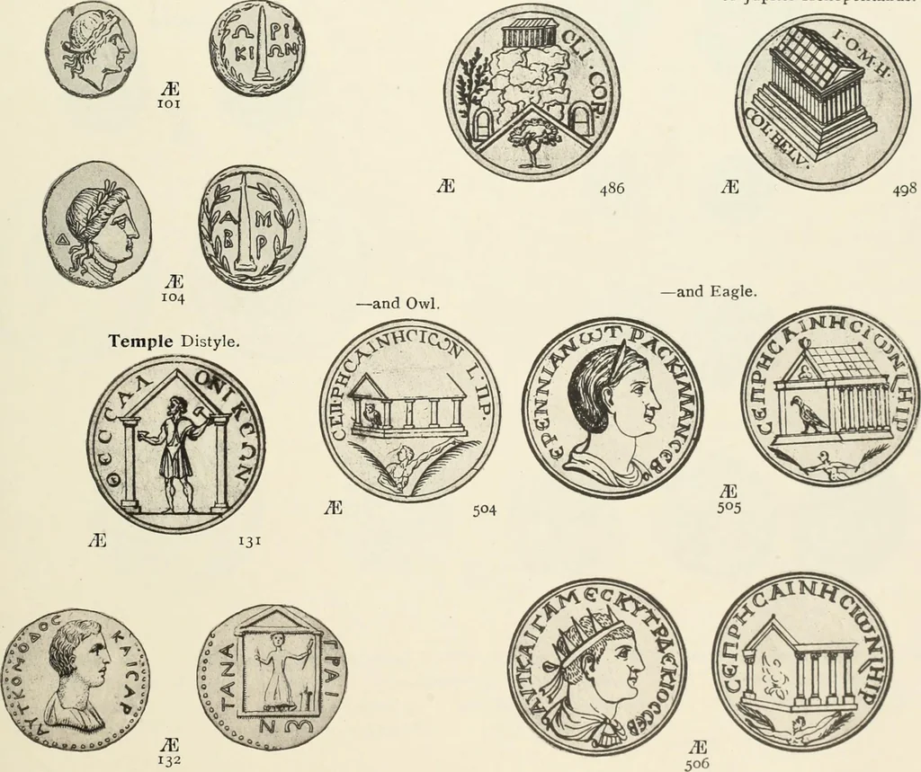 An illustration from Numismata graeca; Greek coin-types, classified for immediate identification, 1910, leaf 384