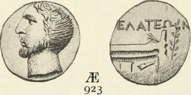An illustration from Numismata graeca; Greek coin-types, classified for immediate identification, 1910, leaf 386