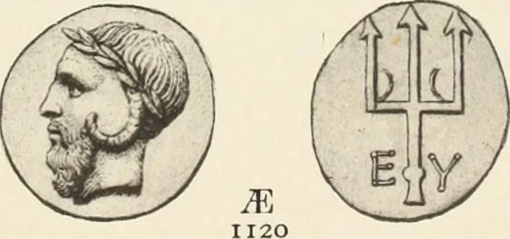 An illustration from Numismata graeca; Greek coin-types, classified for immediate identification, 1910, leaf 386