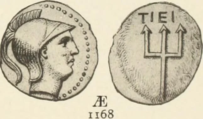 An illustration from Numismata graeca; Greek coin-types, classified for immediate identification, 1910, leaf 386
