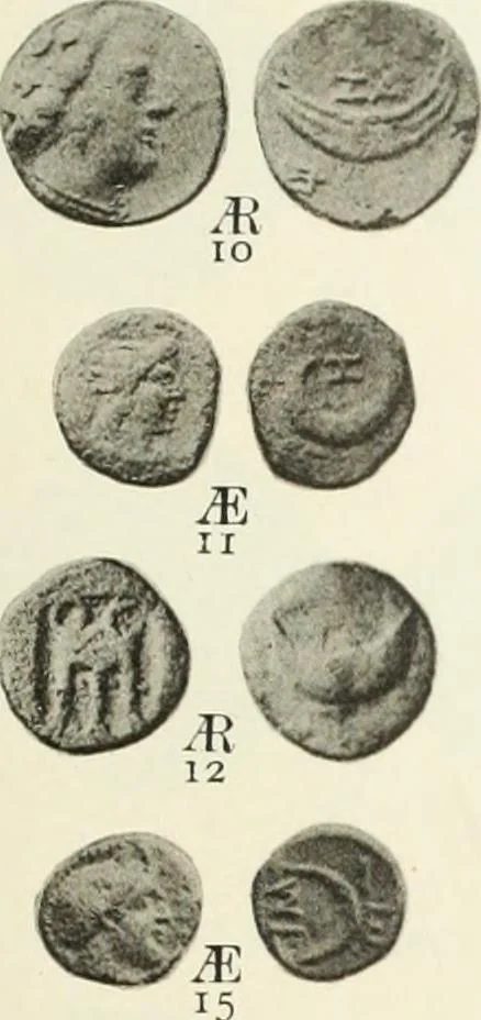 An illustration from Numismata graeca; Greek coin-types, classified for immediate identification, 1910, leaf 544