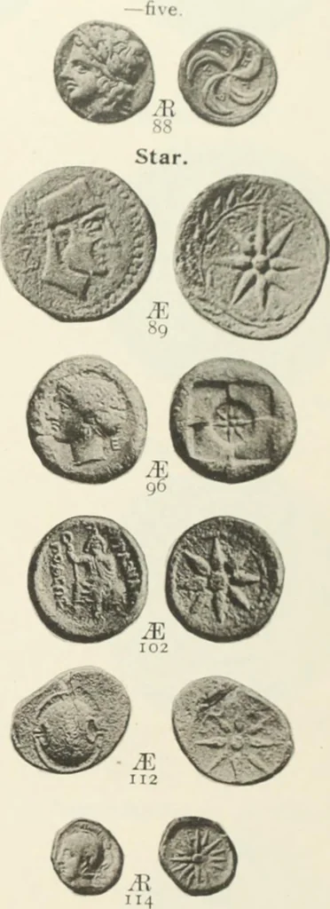 An illustration from Numismata graeca; Greek coin-types, classified for immediate identification, 1910, leaf 544