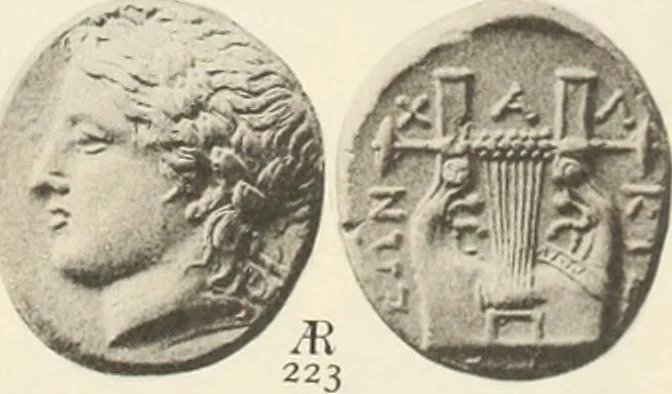 An illustration from Numismata graeca; Greek coin-types, classified for immediate identification, 1910, leaf 548