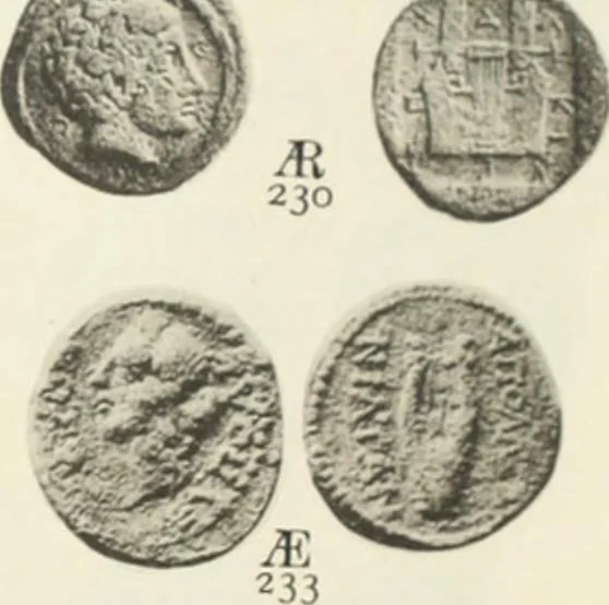An illustration from Numismata graeca; Greek coin-types, classified for immediate identification, 1910, leaf 548