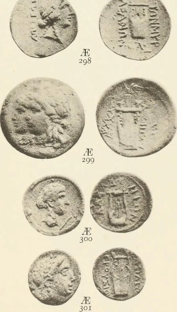 An illustration from Numismata graeca; Greek coin-types, classified for immediate identification, 1910, leaf 550