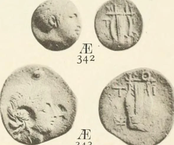 An illustration from Numismata graeca; Greek coin-types, classified for immediate identification, 1910, leaf 552
