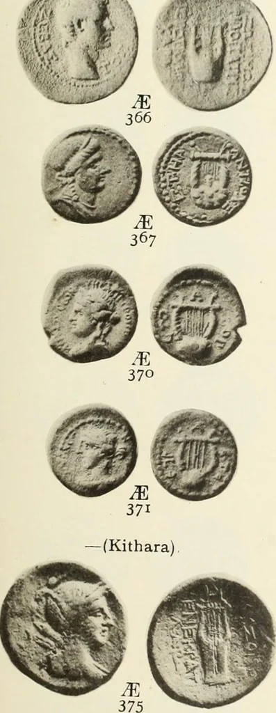 An illustration from Numismata graeca; Greek coin-types, classified for immediate identification, 1910, leaf 554