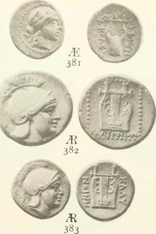 An illustration from Numismata graeca; Greek coin-types, classified for immediate identification, 1910, leaf 554