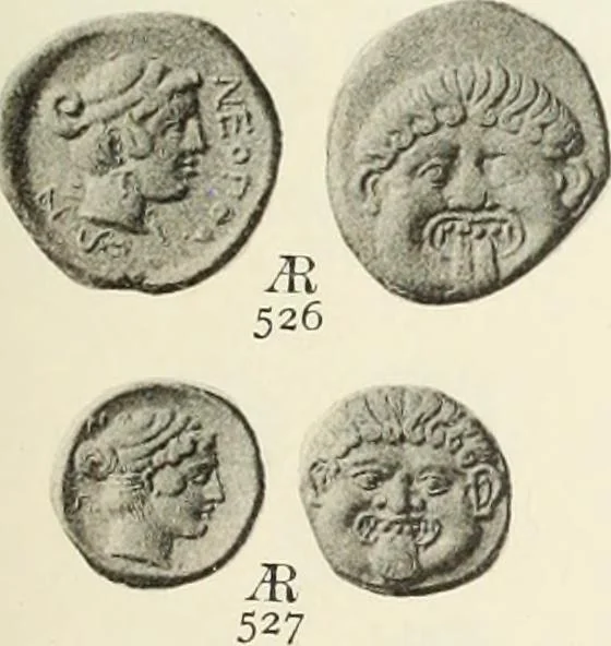 An illustration from Numismata graeca; Greek coin-types, classified for immediate identification, 1910, leaf 560